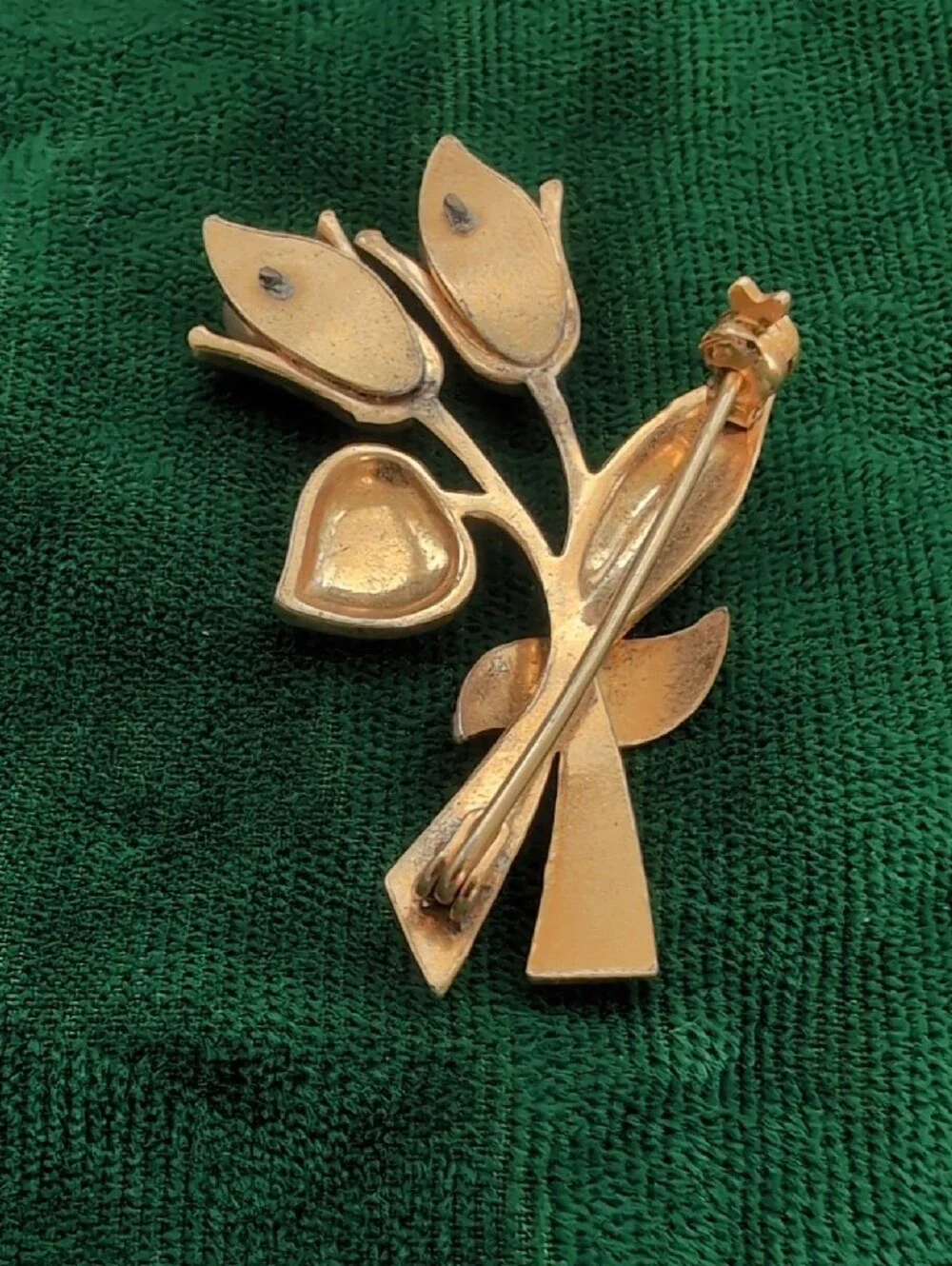 Vintage Spanish Damascene Floral Brooch - Picture 2 of 2